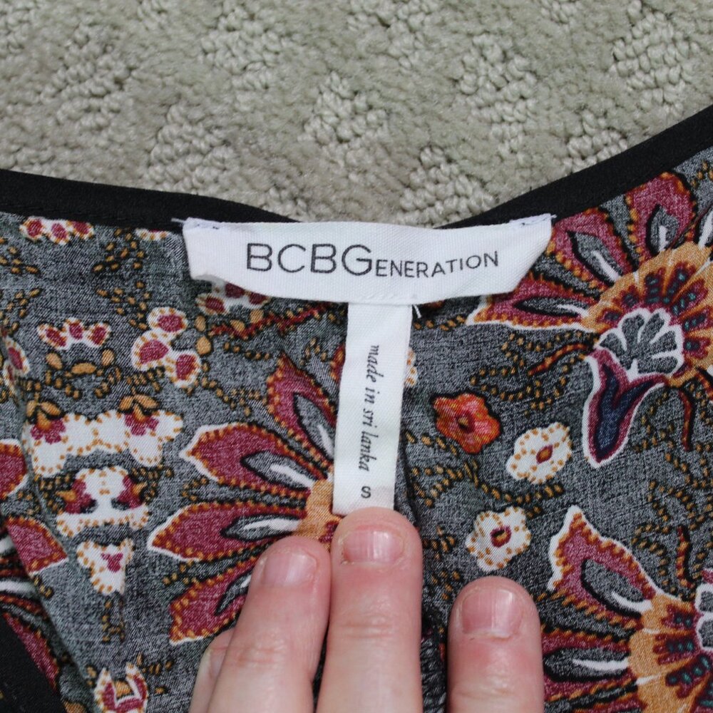BCBGeneration Size S Black Floral Print Blouse - Picture 9 of 9